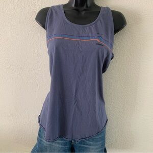 Patagonia Blue Grey Tide Ride Tank Top Size L Racerback Organic Cotton
